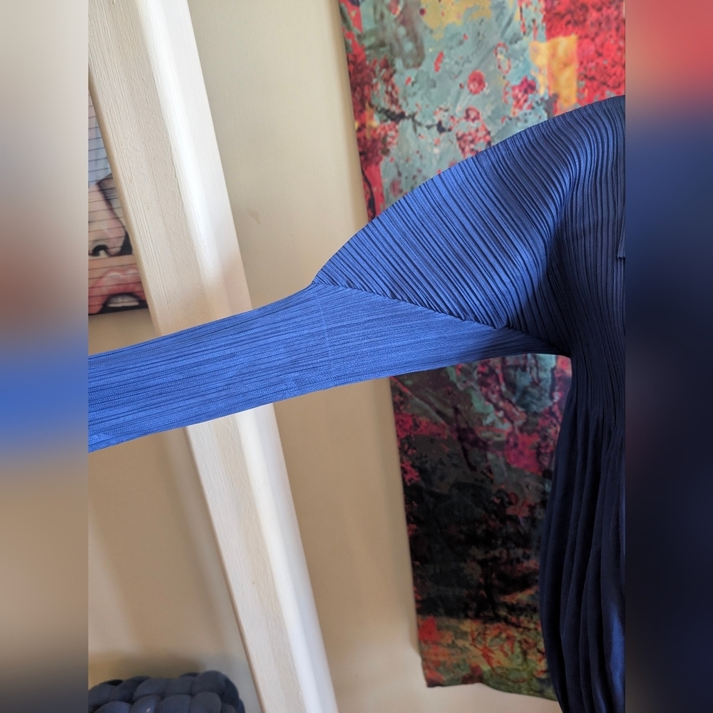 Issey Miyake Pleats Please plissé button-up Dress (Blue) - Picture 2 of 6